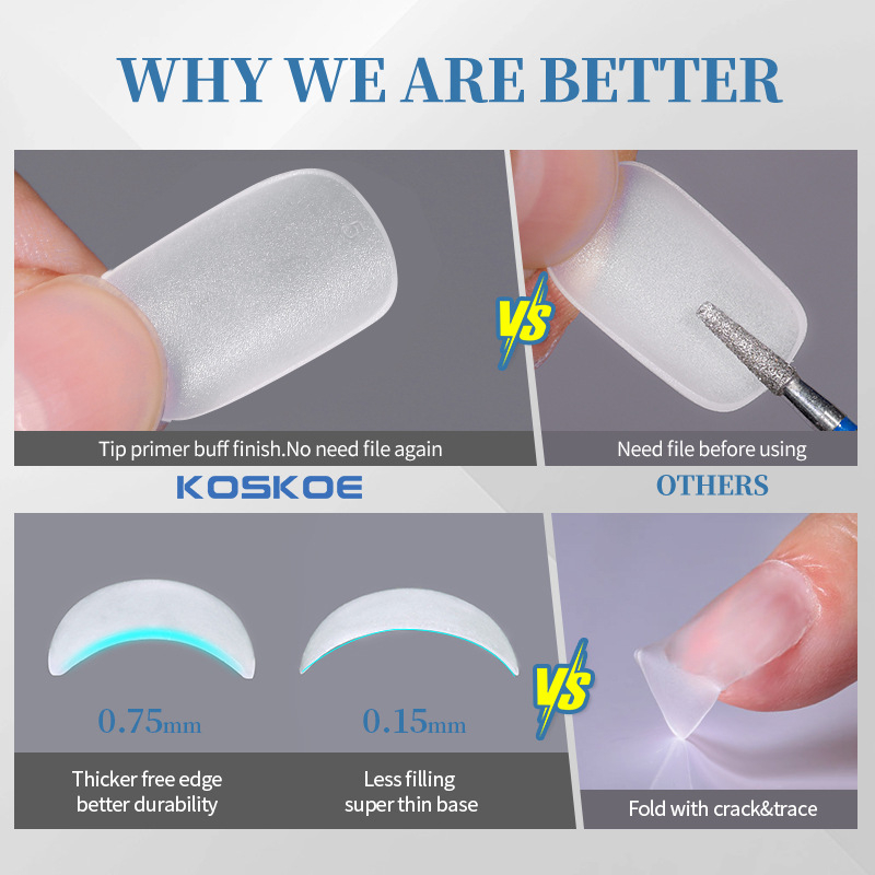 300 бр. Кутия с пълни матирани ултратънки немаркиращи шлифовъчни бадемови стикери за фалшиви нокти