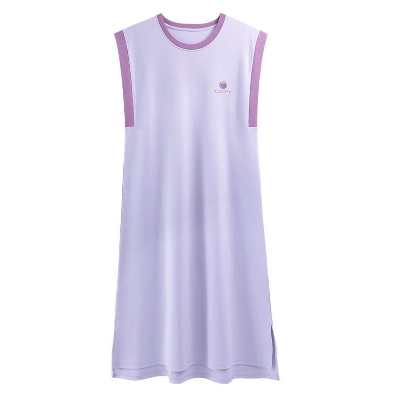 7A antibakteriniai 100 % medvilniniai naktinukai moterims vasariniai medvilniniai pižamos 2025 m. naujo stiliaus paprastas laisvalaikio aukštos klasės vidutinio ilgio sijonas