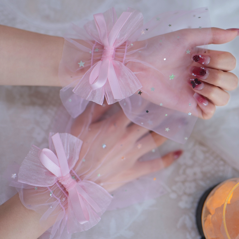 Комплект декоративни китки с ръкави за нокти с пайети и звезди