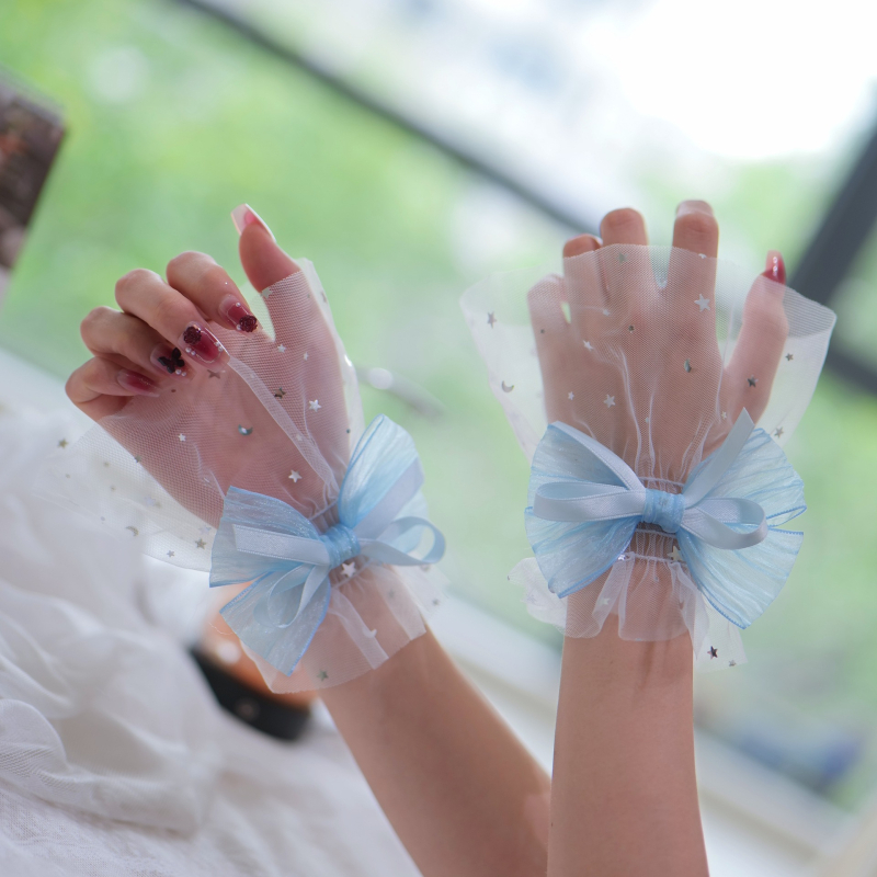 Комплект декоративни китки с ръкави за нокти с пайети и звезди