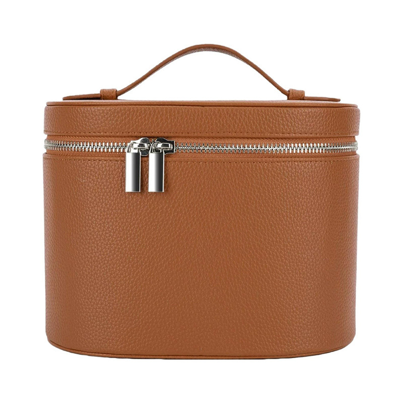 Трансгранична нова модна кръгла преносима козметична чанта, чист цвят, PU чанта, продукти за грижа за кожата, козметика, дамска козметична чанта