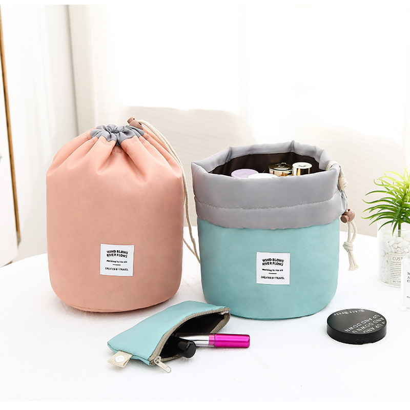 Козметична чанта с цилиндричен дизайн в корейски стил с голям капацитет за пътуване на открито, водоустойчива чанта за съхранение на пране, лого на фабриката за директни продажби