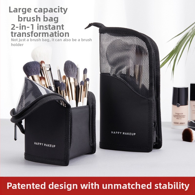 HappyMakeup vertikaalne kosmeetikakott kaasaskantav PVC suure mahutavusega läbipaistev vertikaalne kosmeetikapintslite hoiukott