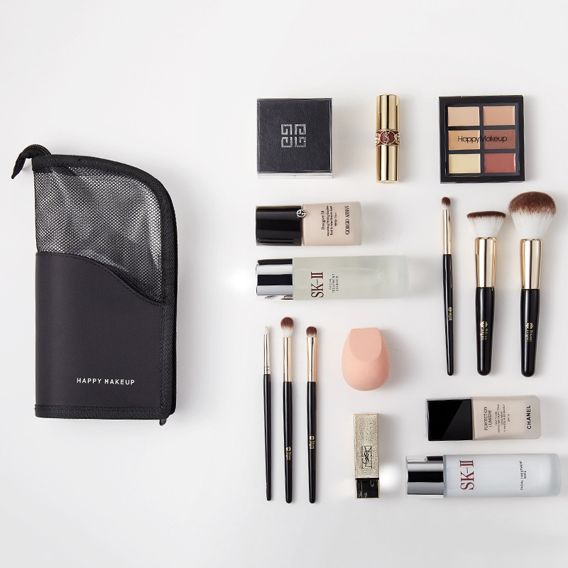 „HappyMakeup“ vertikali kosmetikos rankinė, nešiojama, didelės talpos, permatoma, vertikali kosmetikos šepetėlių laikymo rankinė