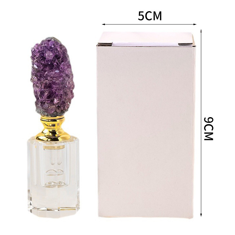Натурален аметист клъстер ароматерапия етерично масло бутилка флуорит суров камък етерично масло капкомер бутилирана парфюм бутилка подарък за момичета