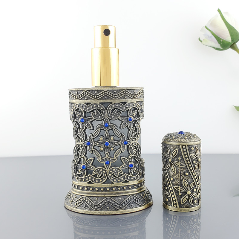 Artimųjų Rytų Egipto didelės talpos kvepalų purškimo buteliukas retro metalinis stiklinis padalintas tuščias butelių papuošalas tarpvalstybiniam tiekimui didmeninė prekyba