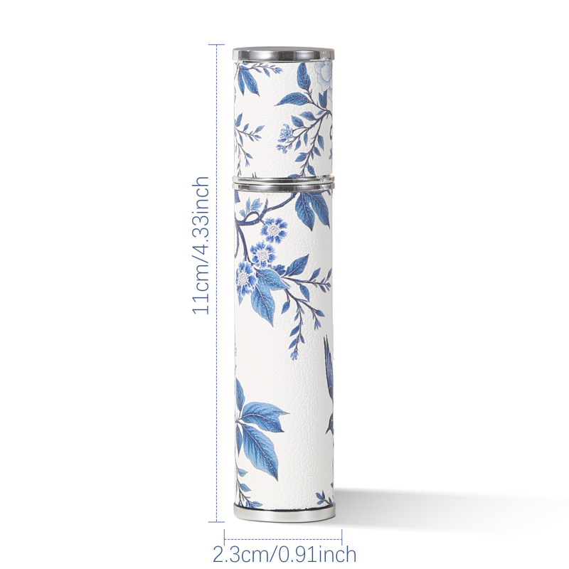 10 ml ėriuko odos kiniško stiliaus mėlynos ir baltos spalvos porceliano odos stiklinis kvepalų buteliukas su spauda, aukštos klasės nešiojamas kelioninis purškimo buteliukas