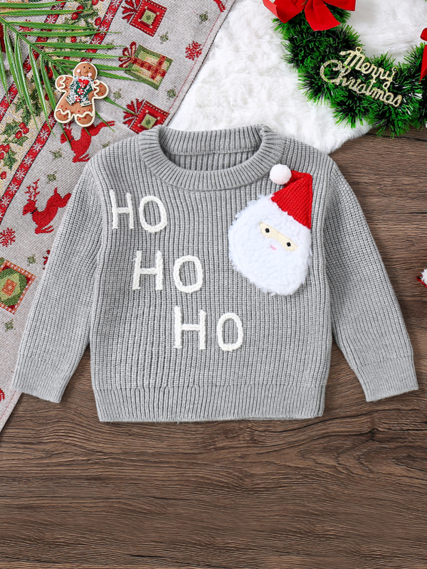 Izvor Izravna prodaja iz tvornice Europski i američki prekogranični jesenski i zimski božićni pulover s dugim rukavima, okruglim izrezom i vezom s natpisom Djeda Mraza