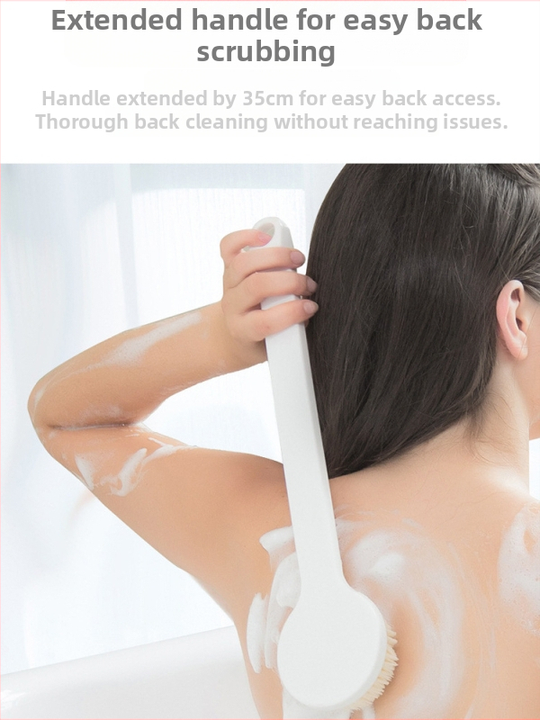 Четка за вана с дълга дръжка и меки влакна за къпане, търкане на гърба и почистване