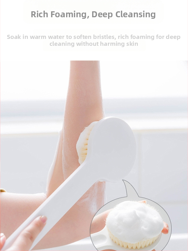 Четка за вана с дълга дръжка и меки влакна за къпане, търкане на гърба и почистване