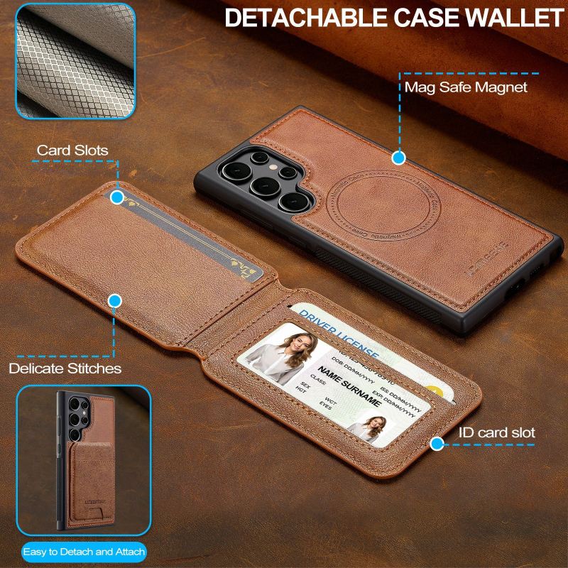 Sobib Samsung S25 Ultra magnetilise kaardihoidjaga nahkümbrisele S24Plus kaitseümbrisele Samsung Split mobiiltelefoniümbris