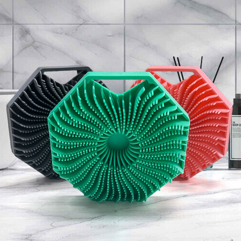 Jianhong Amazon Πολυγωνική βούρτσα μπάνιου σιλικόνης Φορητή βούρτσα μπάνιου σιλικόνης που τοποθετείται στον τοίχο Εξαγωνική βούρτσα μπάνιου