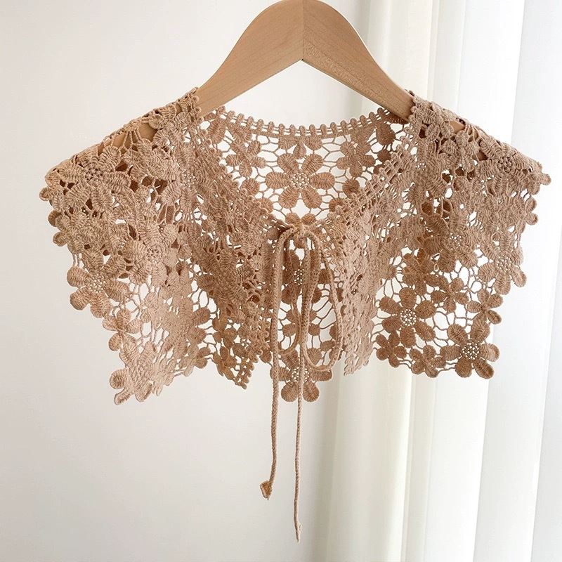 Gėlių nėrinių medvilninė liemenės skara moterims pavasariui ir vasarai korėjietiško stiliaus iškirptas peties rištas peties skara universalus dekoravimas