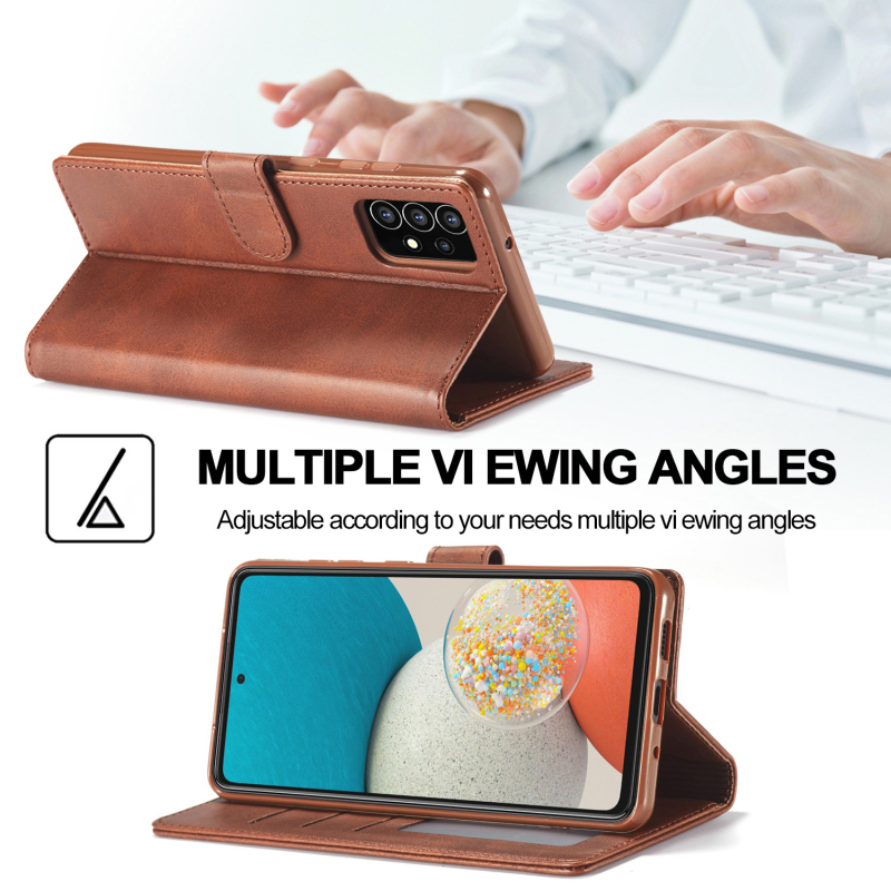 Vhodné pre mobilný telefón Samsung A73 z kože, puzdro na mobilný telefón A36/A16, puzdro na mobilný telefón A26/A56, výklopný kryt, ochranný kryt, neviditeľný držiak