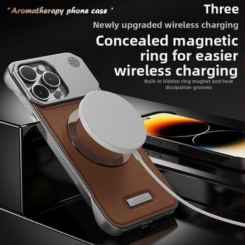Piemērots Iphone16Promax mobilā tālruņa maciņam aromterapijas ādu, neredzams, magnētisks piesūceknis, Apple 17/15 bezmalu aizsargs pret kritieniem