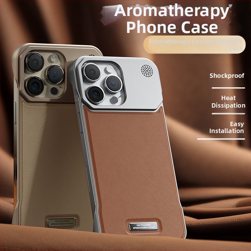 Tinka „Iphone 16Promax“ mobiliojo telefono dėklui, aromaterapijai, odiniam, nematomam, magnetiniam prisisiurbimui, „Apple 17/15“, be rėmelių, apsaugančiam nuo kritimo.