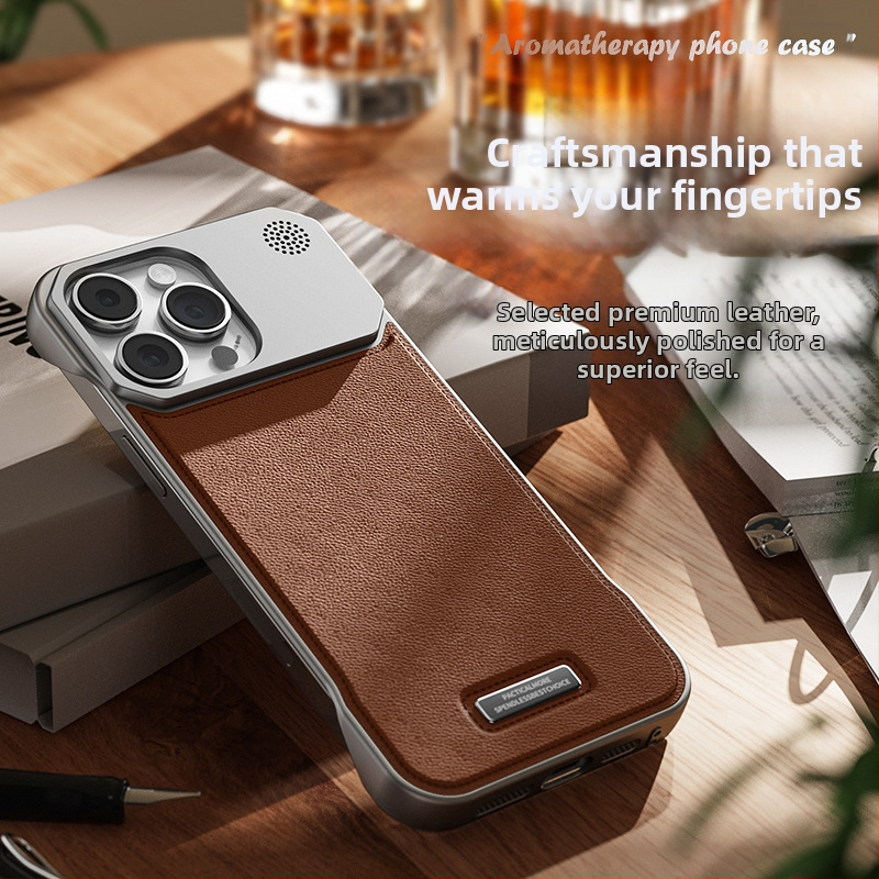 Vhodné pre iPhone 16, puzdro na mobilný telefón Promax, aromaterapeutické, kožené, neviditeľné, magnetické, s prísavkou pre Apple 17/15, bez okrajov, ochrana proti pádu