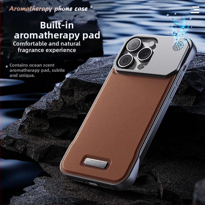 Vhodné pre iPhone 16, puzdro na mobilný telefón Promax, aromaterapeutické, kožené, neviditeľné, magnetické, s prísavkou pre Apple 17/15, bez okrajov, ochrana proti pádu