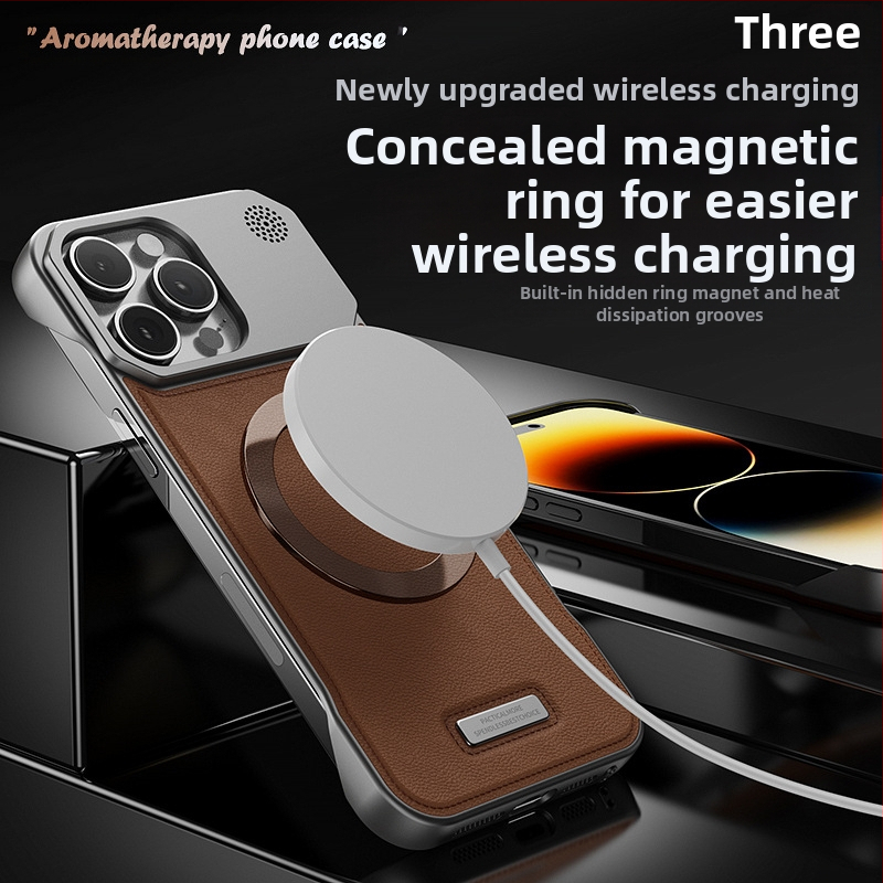 Vhodné pre iPhone 16, puzdro na mobilný telefón Promax, aromaterapeutické, kožené, neviditeľné, magnetické, s prísavkou pre Apple 17/15, bez okrajov, ochrana proti pádu