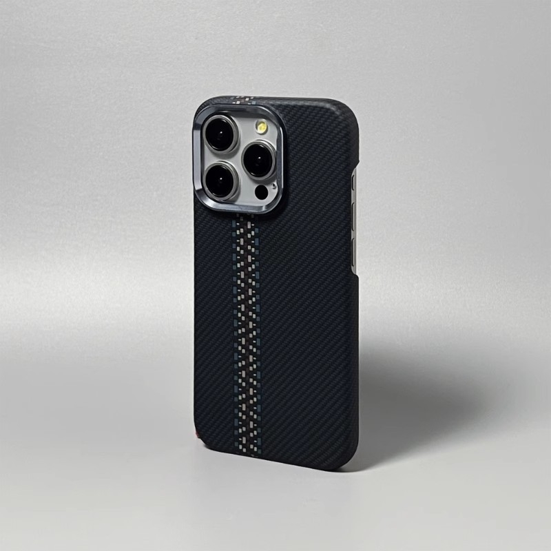Kevlar supermagnētisks tālruņa maciņš, kas piemērots iPhone 17, oglekļa šķiedras puspakā, Apple 16 Pro Max aizsargmaciņš