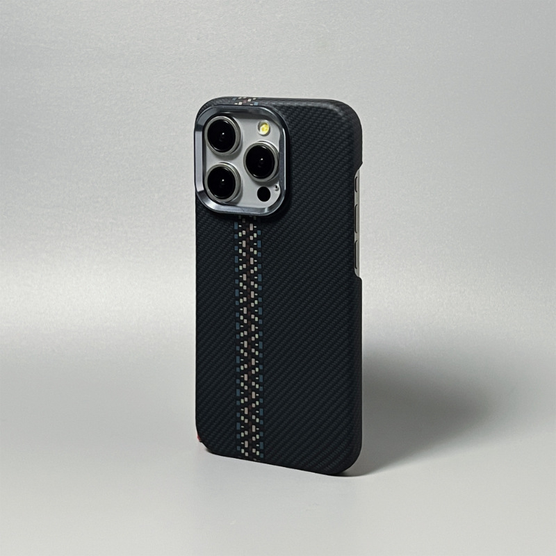 Kevlar supermagnētisks tālruņa maciņš, kas piemērots iPhone 17, oglekļa šķiedras puspakā, Apple 16 Pro Max aizsargmaciņš