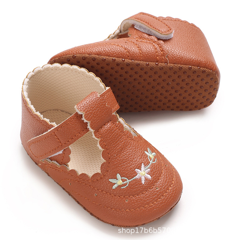 Pavasario ir rudens kūdikių princesės bateliai 0-1 kūdikių bateliai siuvinėti PU odos kūdikių bateliai minkštu padu neslystantys mažylių bateliai