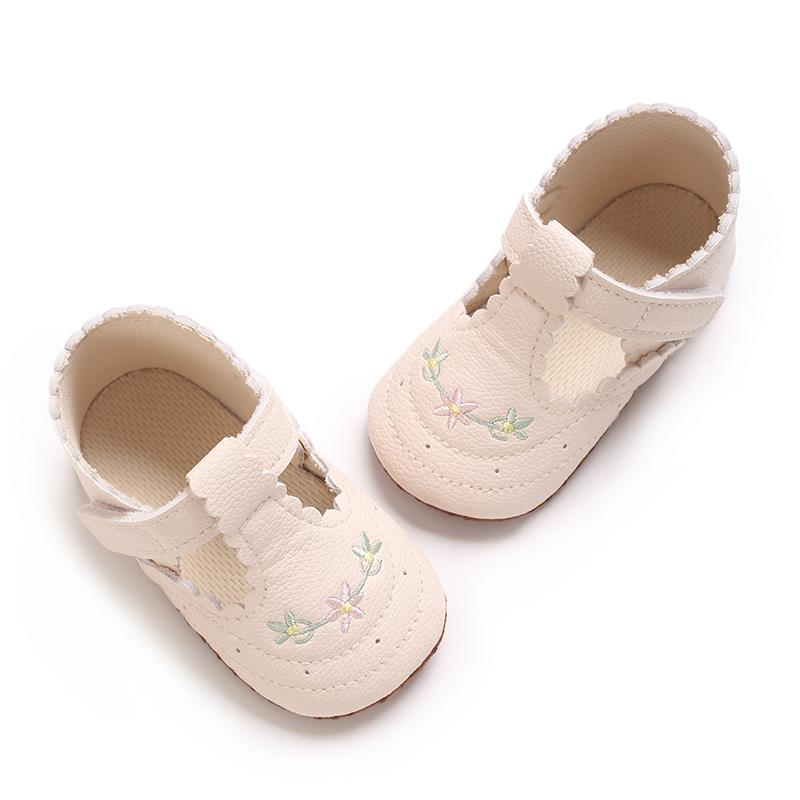 Pavasario ir rudens kūdikių princesės bateliai 0-1 kūdikių bateliai siuvinėti PU odos kūdikių bateliai minkštu padu neslystantys mažylių bateliai