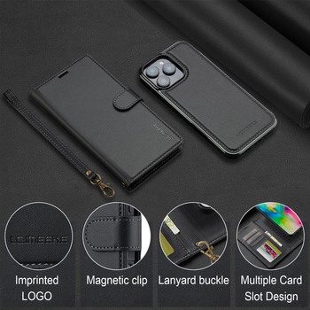 Sobib iPhone 17 Pro Maxile, magnetilisele 15 Plus kaitseümbrisele, 16 Apple`i telefoni nahkümbrisele, klapiga ja eemaldatava kaelarihmaga.