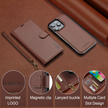 Sobib iPhone 17 Pro Maxile, magnetilisele 15 Plus kaitseümbrisele, 16 Apple`i telefoni nahkümbrisele, klapiga ja eemaldatava kaelarihmaga.