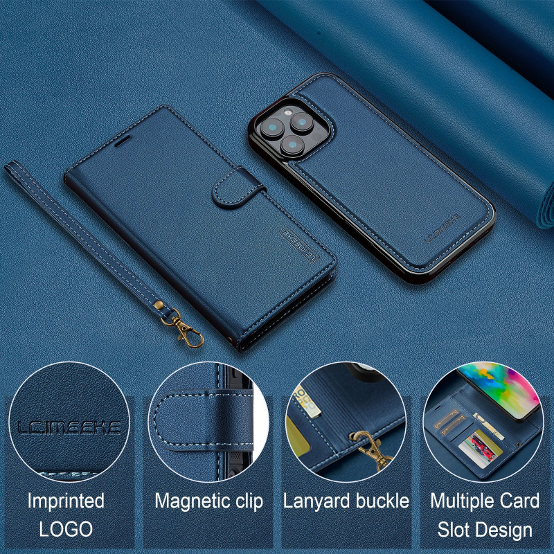 Sobib iPhone 17 Pro Maxile, magnetilisele 15 Plus kaitseümbrisele, 16 Apple`i telefoni nahkümbrisele, klapiga ja eemaldatava kaelarihmaga.