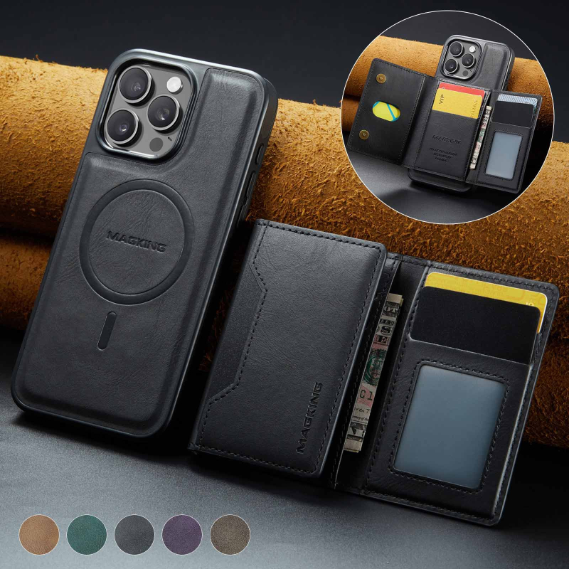Sobib iPhone 16 15Pro 17Max magnetilise Magsafe nahast ümbris Samsung S24 70% soodsamalt kaardihoidjaga mobiiltelefoni ümbris