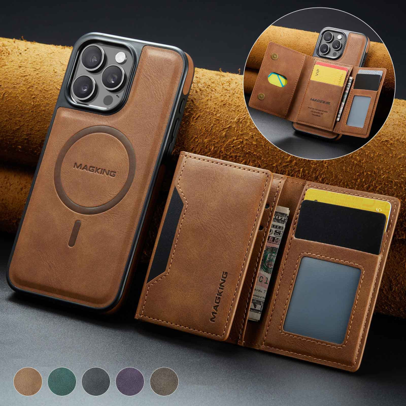 Sobib iPhone 16 15Pro 17Max magnetilise Magsafe nahast ümbris Samsung S24 70% soodsamalt kaardihoidjaga mobiiltelefoni ümbris