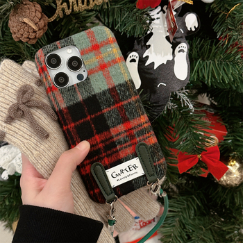 Rudens un ziemas vilnas rūtaina siksniņa ar fiksētu aizdari iPhone16/15PROMAX mobilā tālruņa maciņš 14/13PRO Apple