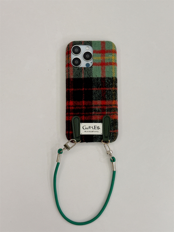 Rudens un ziemas vilnas rūtaina siksniņa ar fiksētu aizdari iPhone16/15PROMAX mobilā tālruņa maciņš 14/13PRO Apple