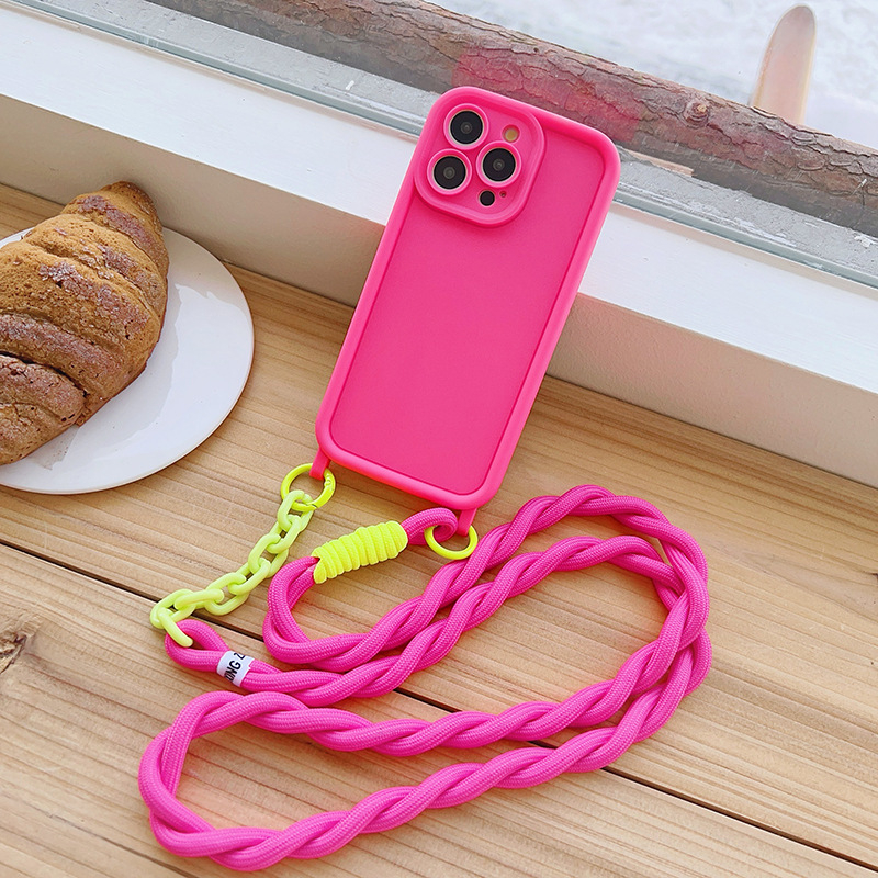 Piemērots iPhone 15 mobilā tālruņa aizsargvāciņam 16promax ar aukliņu, vienkāršs, kritienizturīgs mobilā tālruņa vāciņš