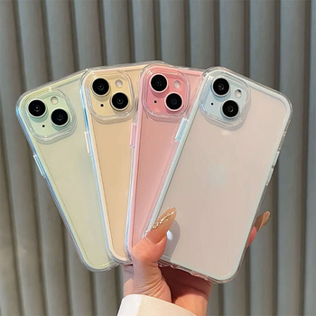 Kahevärviline turvapadjaga läbipaistev pehme ümbris, mis sobib iPhone 17 Pro Max telefoniümbrisele värvilise äärisega Apple 15 kaitseümbrisega