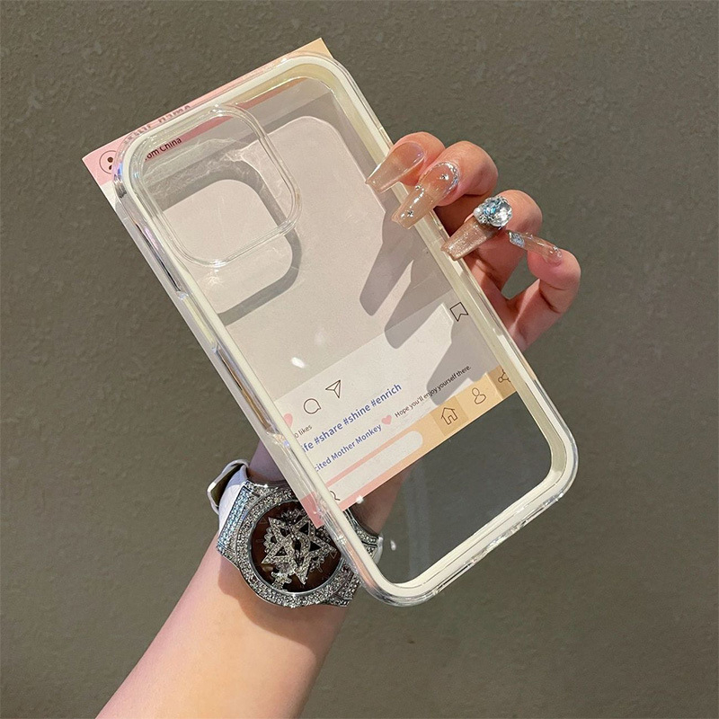 Kahevärviline turvapadjaga läbipaistev pehme ümbris, mis sobib iPhone 17 Pro Max telefoniümbrisele värvilise äärisega Apple 15 kaitseümbrisega