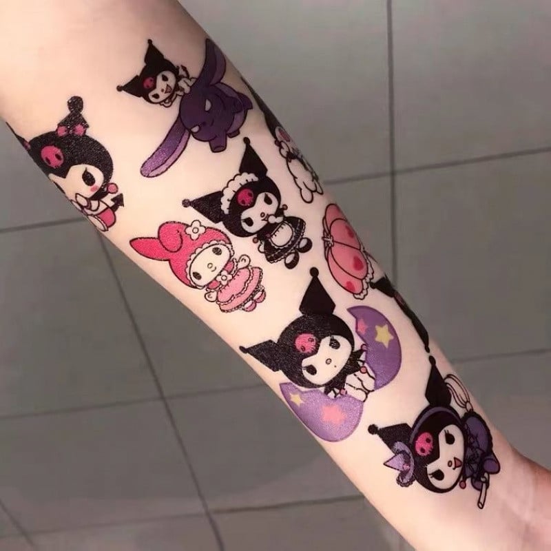 Sanrio Culomi Hello Kitty Merlot Αδιάβροχο Αυτοκόλλητο Τατουάζ Μακράς Διάρκειας Πλενόμενο Κινούμενα Σχέδια Χαριτωμένο Φοιτητικό Fresh