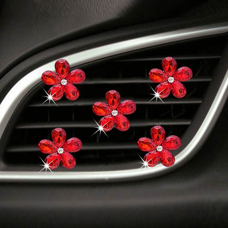 Natūralus spindintis krištolinis brangakmenio žiedas, 5 dalių automobilio oro išleidimo angos dekoravimo segtukas, automobilio dekoravimo segtukas, papuošalai