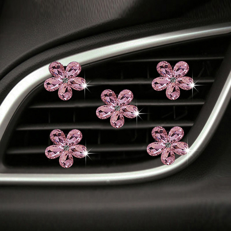 Natūralus spindintis krištolinis brangakmenio žiedas, 5 dalių automobilio oro išleidimo angos dekoravimo segtukas, automobilio dekoravimo segtukas, papuošalai