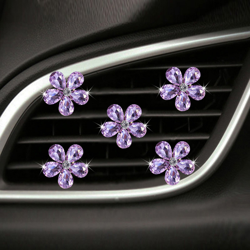 Natūralus spindintis krištolinis brangakmenio žiedas, 5 dalių automobilio oro išleidimo angos dekoravimo segtukas, automobilio dekoravimo segtukas, papuošalai