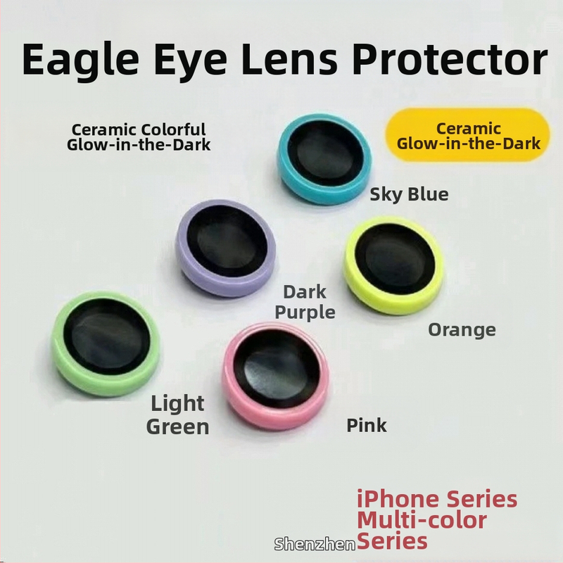 Piemērots Apple 15ProMax keramikas, luminiscējošajai Eagle Eye lēcu plēvei, iPhone 14 universālajai, sadalītajai lēcu mobilā tālruņa plēvei