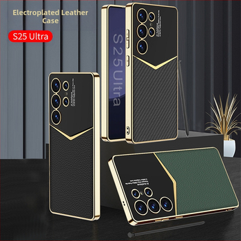 Sobib Samsung S25 Ultra telefoniümbrisele, galvaanilise kattega tavalise nahaga S24/23 Ultra Jazz kukkumiskindel kaitseümbris, ääriseülene