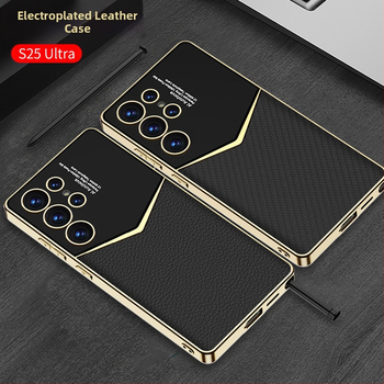 Sobib Samsung S25 Ultra telefoniümbrisele, galvaanilise kattega tavalise nahaga S24/23 Ultra Jazz kukkumiskindel kaitseümbris, ääriseülene