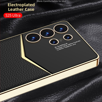 Sobib Samsung S25 Ultra telefoniümbrisele, galvaanilise kattega tavalise nahaga S24/23 Ultra Jazz kukkumiskindel kaitseümbris, ääriseülene