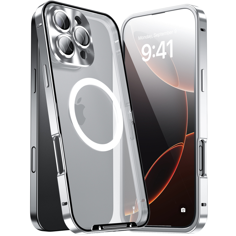 Sobib Apple 17 mobiiltelefoni ümbrisele, üliõhukesele mattklaasist arvuti tagapaneeli lukustuspandlaga IP15/16/14/13 magnetilise kaitseümbrisega rist