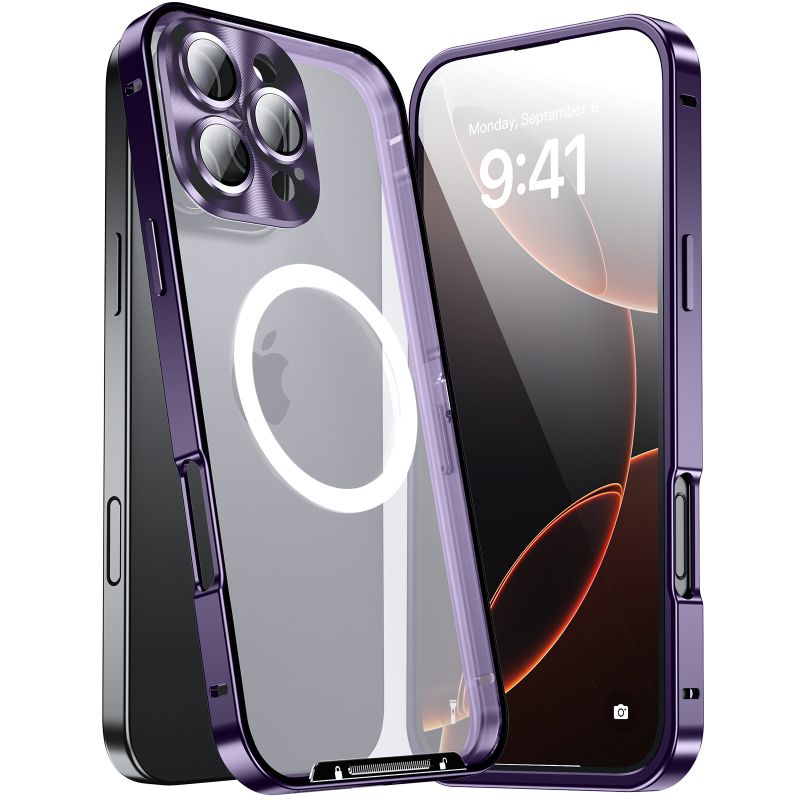 Sobib Apple 17 mobiiltelefoni ümbrisele, üliõhukesele mattklaasist arvuti tagapaneeli lukustuspandlaga IP15/16/14/13 magnetilise kaitseümbrisega rist