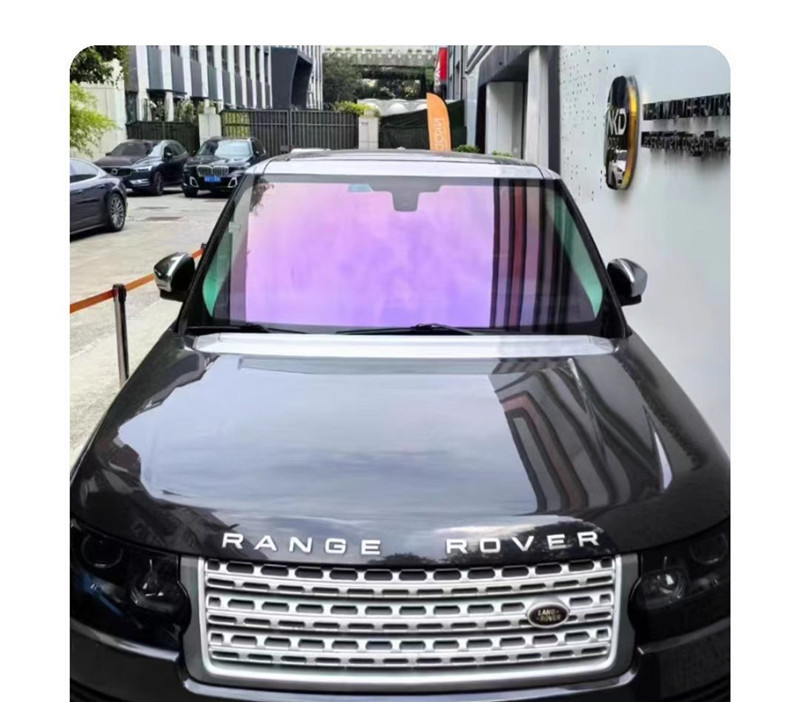 Imperiāli violeta krāsaina automašīnas stikla plēve priekšējā vējstikla saules izolācijas plēve stiklam ar augstu privātumu spoku rožu saules plēve