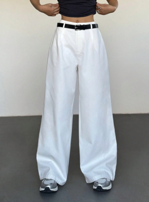 2025. aasta Amazoni piiriülesed suvised uued Ezwear No-Wash Ice Silk hingavad vabaaja puhta värvi laia säärega püksid