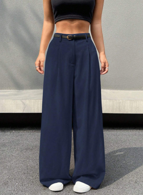2025. aasta Amazoni piiriülesed suvised uued Ezwear No-Wash Ice Silk hingavad vabaaja puhta värvi laia säärega püksid
